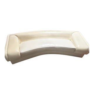 Rare Vintage 80s Leather Curved Sofa For Sale