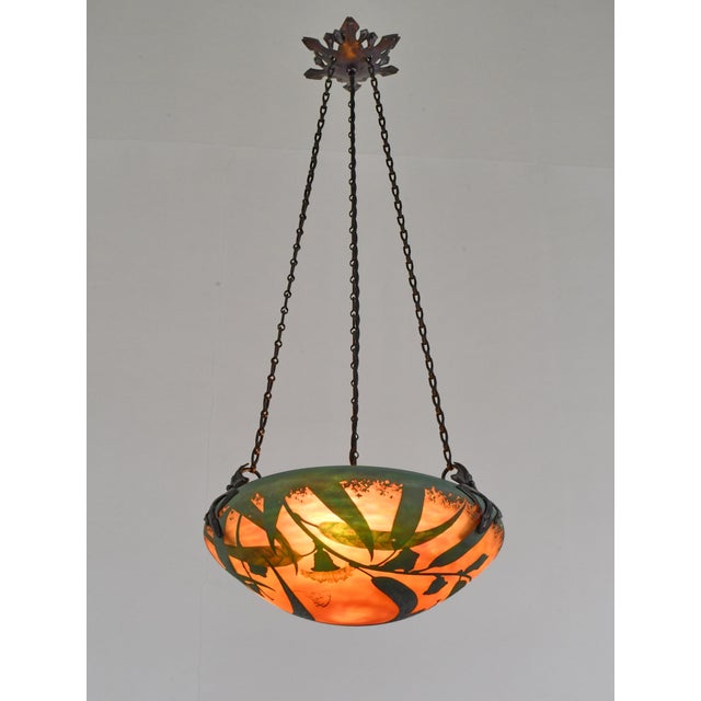 1920s French Art Deco Pendant Light by Daum & Majorelle - 1925 Cameo Chandelier France For Sale - Image 5 of 15