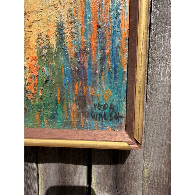 Vintage Veda Walsh Signed Original Cityscape Oil Painting For Sale - Image 4 of 12