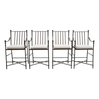 Set of Four Michael Taylor Montecito Bronzed Garden Barstools For Sale