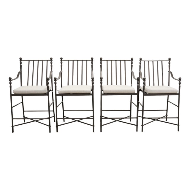 Set of Four Michael Taylor Montecito Bronzed Garden Barstools For Sale