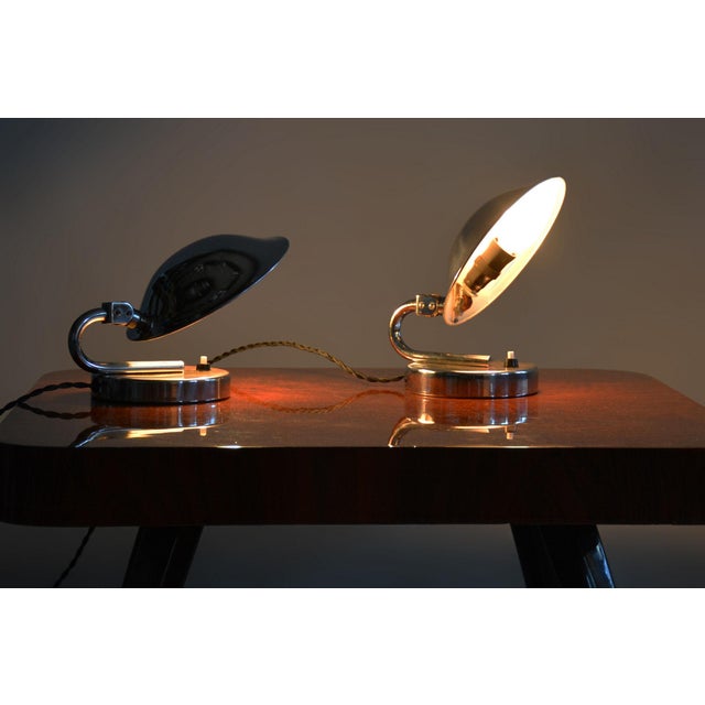 Bauhaus Table Lamps in Chrome and Steel from Napako, Czech, 1920s, Set of 2 For Sale - Image 10 of 11