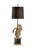 Cast composite with marble aged gold leaf finish 33h x 4.8w x 4.8d Shade Dimensions: top(9) bottom(10) side(9.5)
