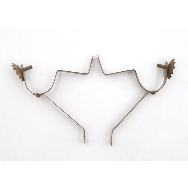 Pair of Vintage Brass Floral Curtain Rod Brackets For Sale - Image 4 of 5
