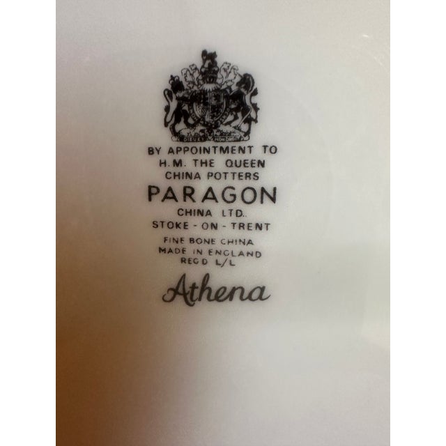 1990s Paragon"ATHENA" Pattern 31pc Dinner Set White and Gold Colors With Banded Border Gold Scrollwork For Sale - Image 12 of 16