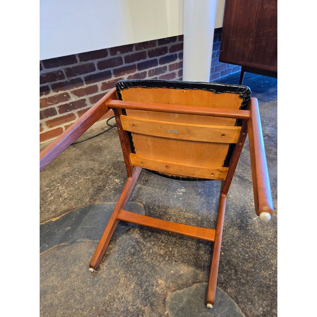 Wood 8 Teak & Black Danish Dining Chairs MCM Vintage For Sale - Image 7 of 12