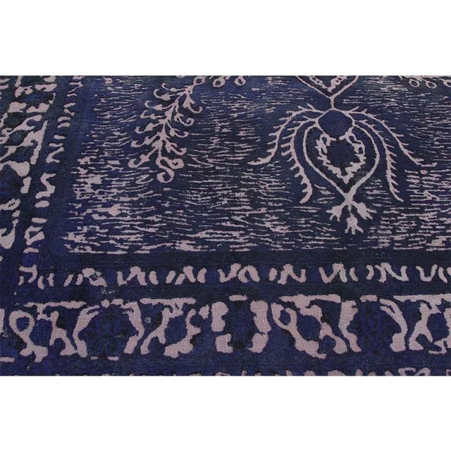 1980s Vintage Persian Navy and Purple Area Rug 9'4" X 12'10" For Sale - Image 4 of 11