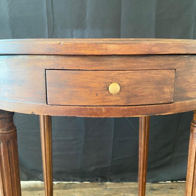 French French 19th Century Walnut Bouillotte Side Table With Marble Top For Sale - Image 3 of 12