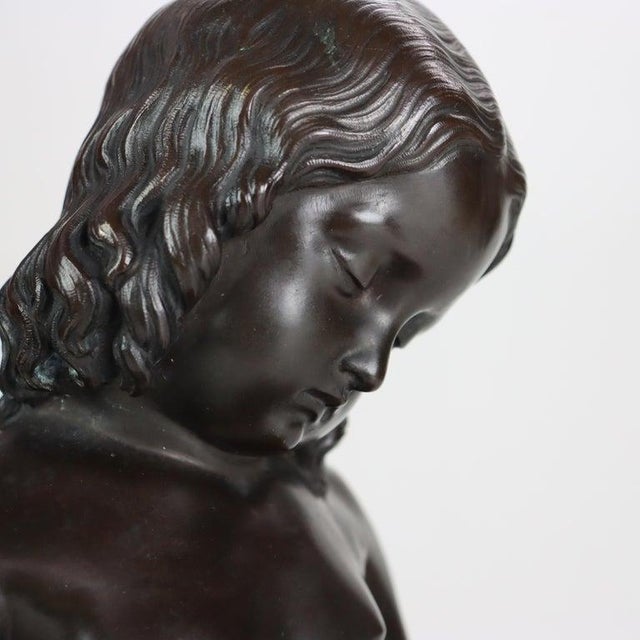 Antique Classical Bronze Sculpture of a Young Girl by L. V. E. Robert C1847 For Sale - Image 10 of 14
