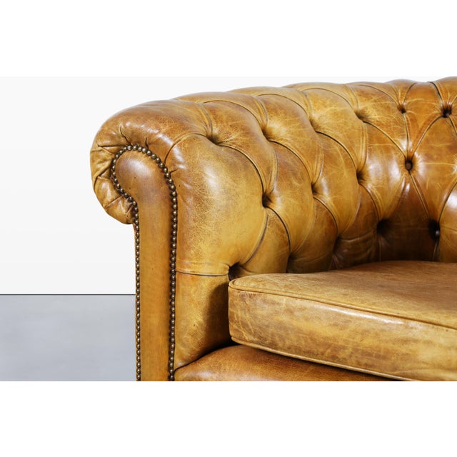Vintage English Leather Chesterfield Club Chairs For Sale - Image 9 of 14