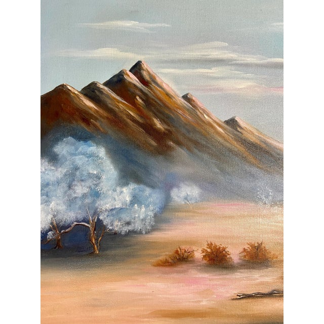 American 1980s California Desert Mountain Landscape Oil Painting by JH Bicknell For Sale - Image 3 of 5