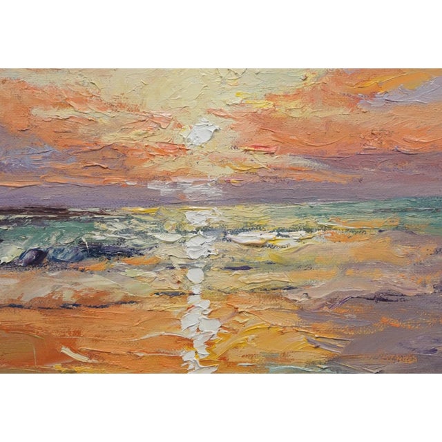 Impressionist Original Oil Landscape Painting, Sunset For Sale - Image 3 of 5