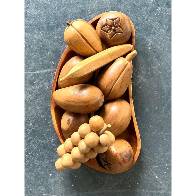 Vintage Boho Leilani Carved Wood Fruit Bowl For Sale - Image 12 of 12