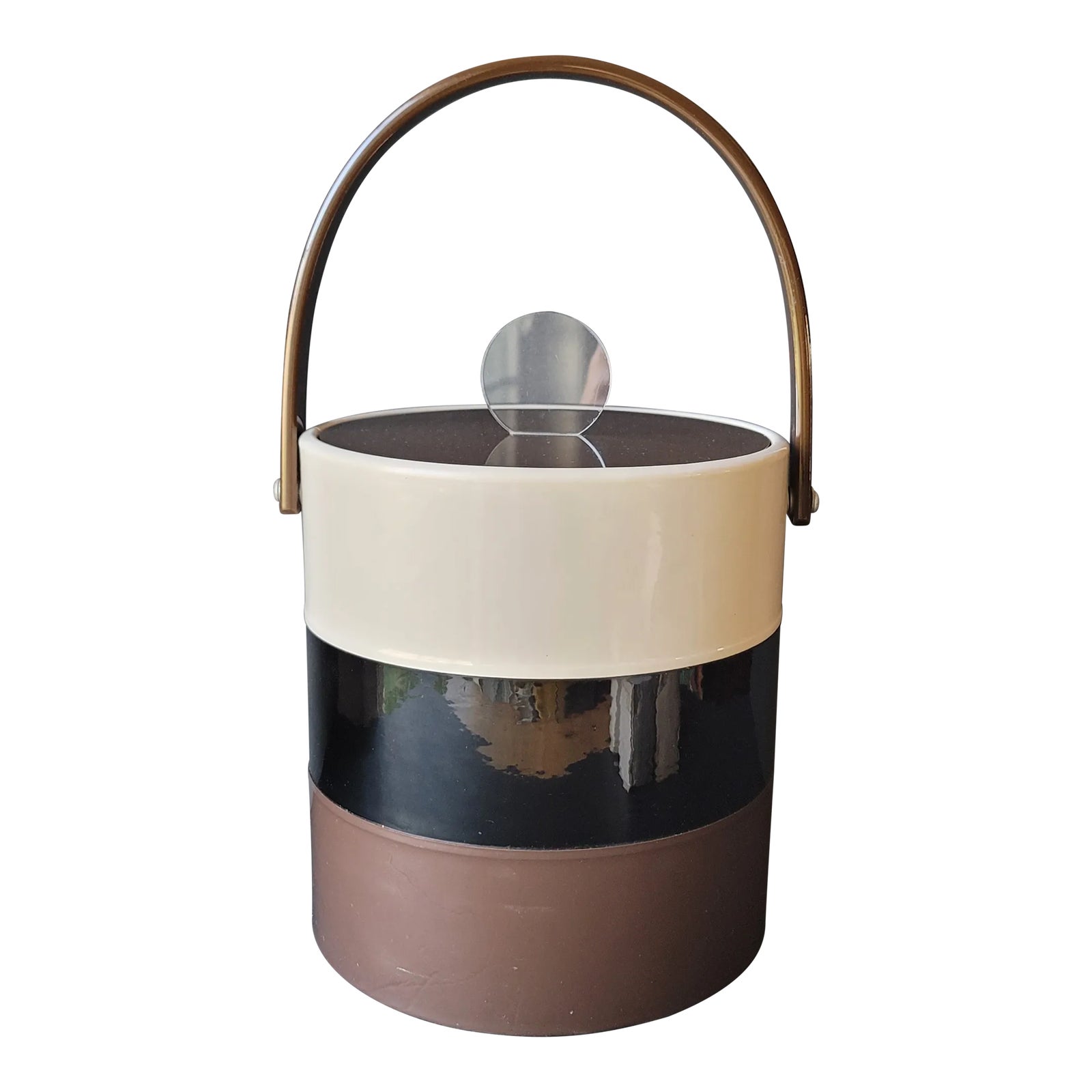 Vintage Morgan Designs Bucket Brigade Cream Brown Black Ice Bucket Tri ...