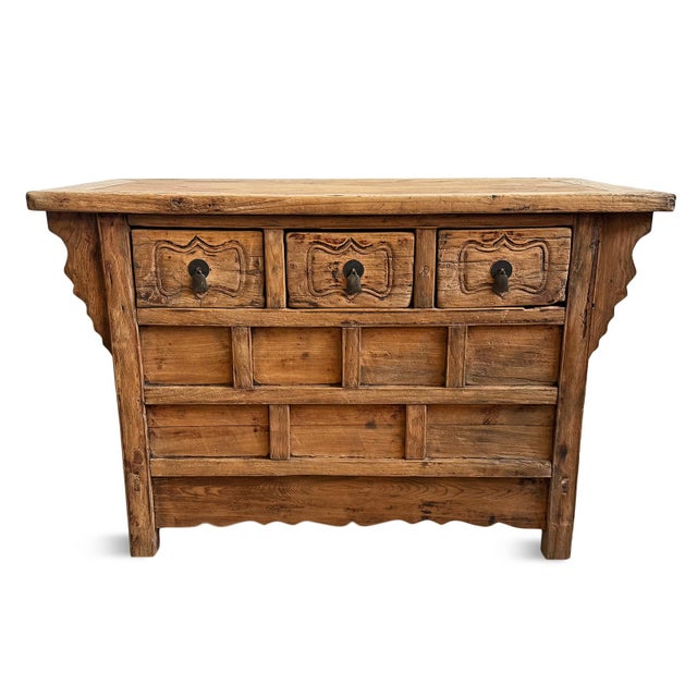 Antique Village 3-Drawer Wing Cabinet For Sale - Image 4 of 9