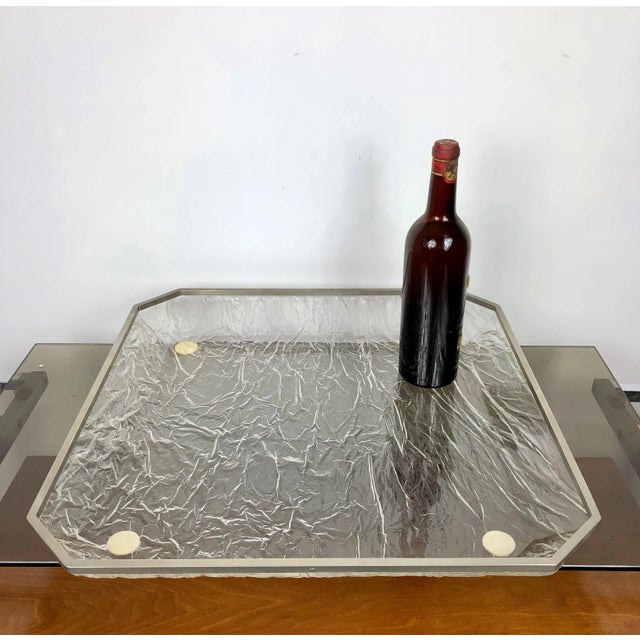 1970s Ice Effect Acrylic Glass & Metal Tray Centerpiece, Italy, 1970s For Sale - Image 5 of 7