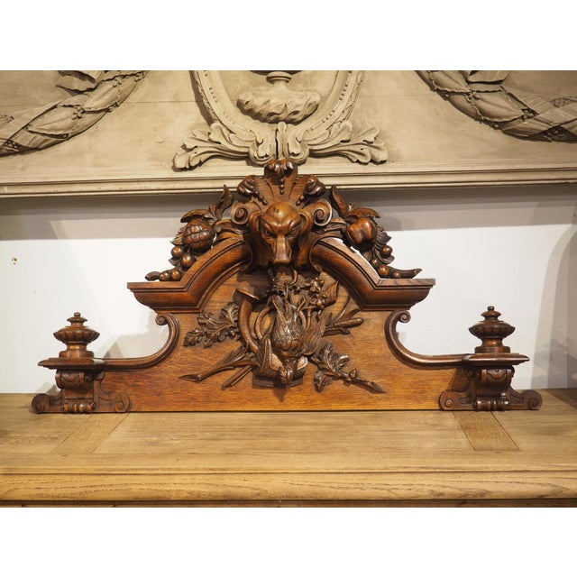 Circa 1900 Carved French Oak Overdoor Panel With Dog and Hunt Trophy For Sale - Image 11 of 15