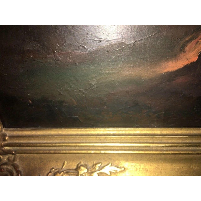 Black Unknown Evening in the Puszta Campfire Horses Mood Picture, 1890s, Oil Painting on Board For Sale - Image 8 of 13