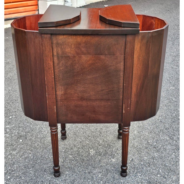 Wood Early 20th C. Martha Washington Walnut and Mahogany Sewing Cabinet Side Table For Sale - Image 7 of 10