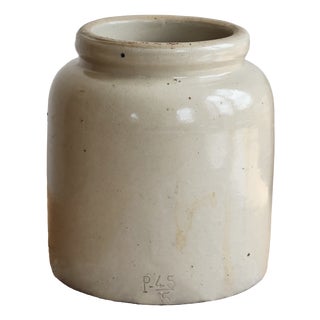 Antique Taupe Stoneware Preserve Jar, 1920s For Sale
