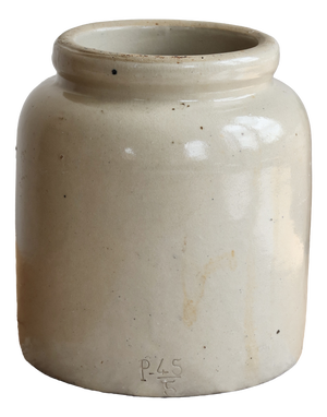Antique Taupe Stoneware Preserve Jar, 1920s