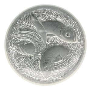 Frosted Pressed Glass Cup with Carp Fish Decoration by Pierre Davesn, 1930s