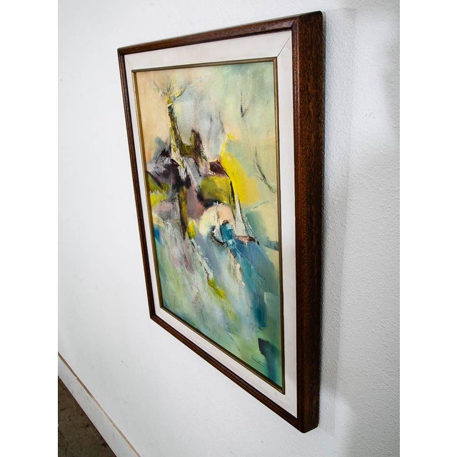 Wanda Faust signed abstract expressionist original oil painting / art on canvas. Comes in greens, blues and yellows....