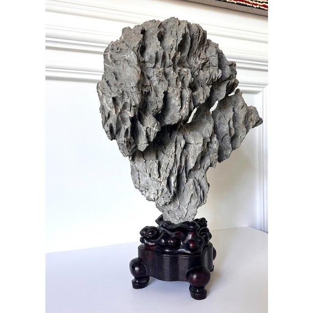 19th Century Chinese Scholar Ying Stone on Stand with Collector Seal For Sale - Image 5 of 12