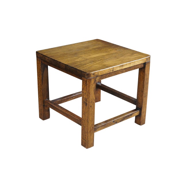 A Mission oak stool, table or stand. Made from oak with jointed legs. Given as a gift in 1929. Dimensions: 12.5" x 13" x...