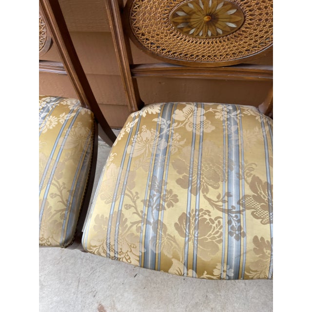 Robert W. Irwin Co. 1960s Vintage Adam Style Hand Painted Side Chairs With Silk Upholstered Seats - a Pair For Sale - Image 4 of 10