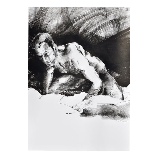 Christian Bauer, Male Nude, Rafi (Frontal), 1990s, Ink and Pencil on Paper For Sale