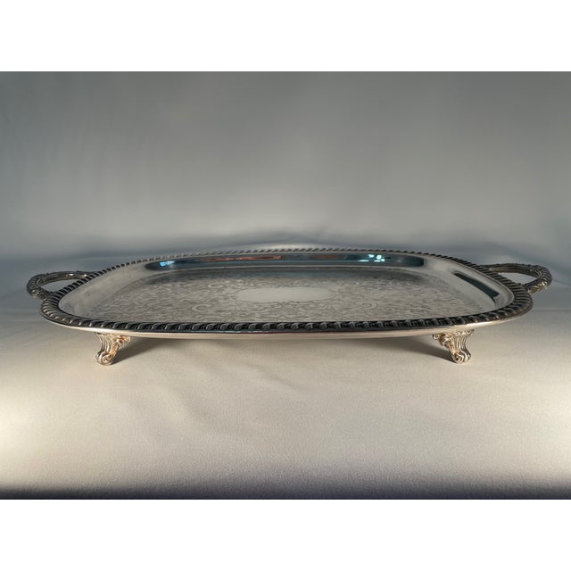 Leonard 1970s Leonard Silverplate Oblong Footed Platter or Tray For Sale - Image 4 of 12