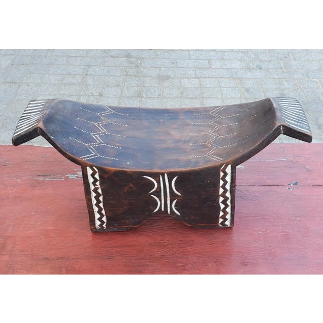 Moroccan Handmade Wooden Stool / African Tribal Style / African Head Rest For Sale In Orlando - Image 6 of 6