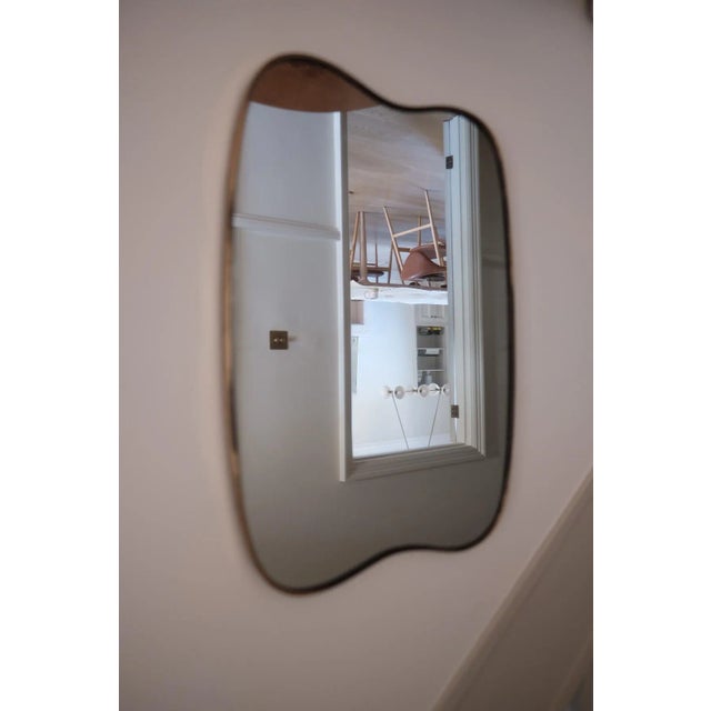 Gio Ponti Mid-Century Italian Brass Wall Mirror attributed to Gio Ponti, Italy, 1950s For Sale - Image 4 of 4