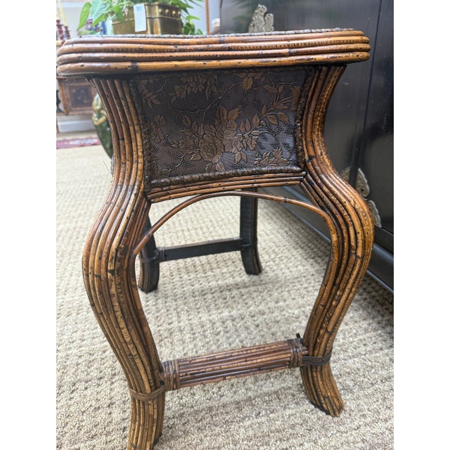 Wood 1960s Vintage Pencil Reed Side Table With Embossed Surface and Beautiful Lines For Sale - Image 7 of 7