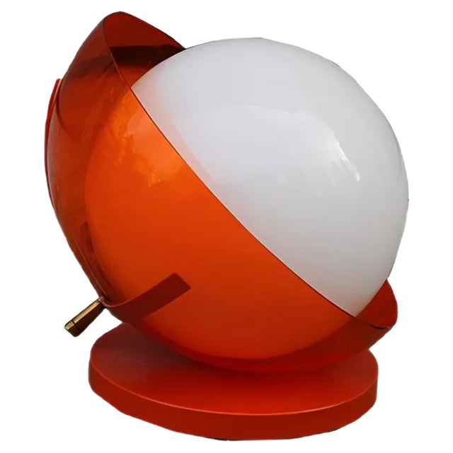 Pop Art Orange White Ball Table Lamp from Guzzini, 1960s For Sale