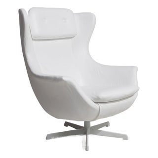 20th Century Czech Kelo Swivel Armchair White Cream For Sale
