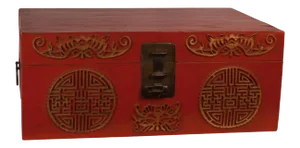 Circa 1880 Chinese Export Red Leather Trunk