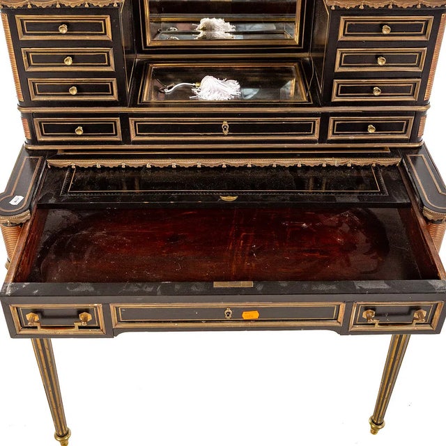 Mid 20th Century Maison Jansen Ebonized French Writing Desk With Mirror For Sale - Image 4 of 5