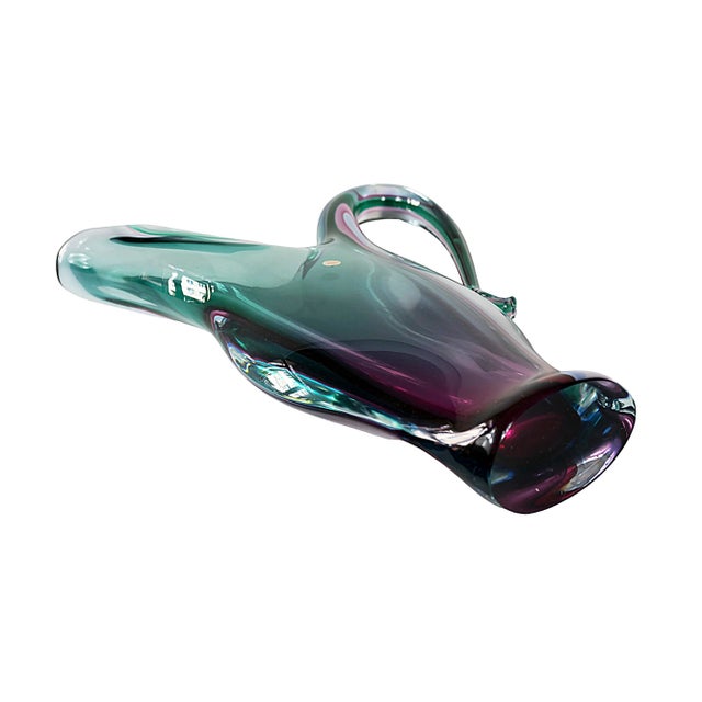 Mid-Century Italian Handmade Sommerso Murano Glass Vase, 1970s For Sale - Image 6 of 9