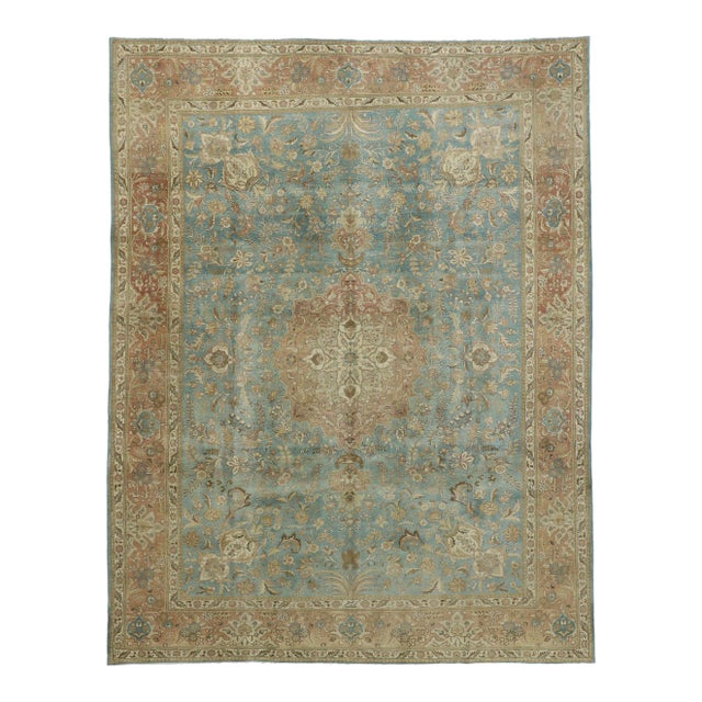 Antique Persian Tabriz Rug - 09'09 X 12'07 For Sale