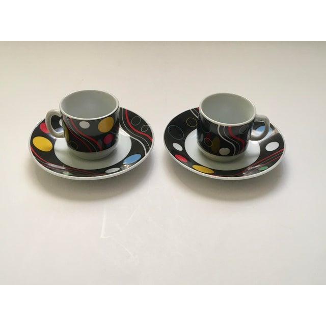 Postmodern Abstract Demitasse Coffee Cups & Saucers- 4 Pieces For Sale - Image 3 of 11