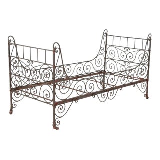 Antique French Iron Campaign Daybed For Sale