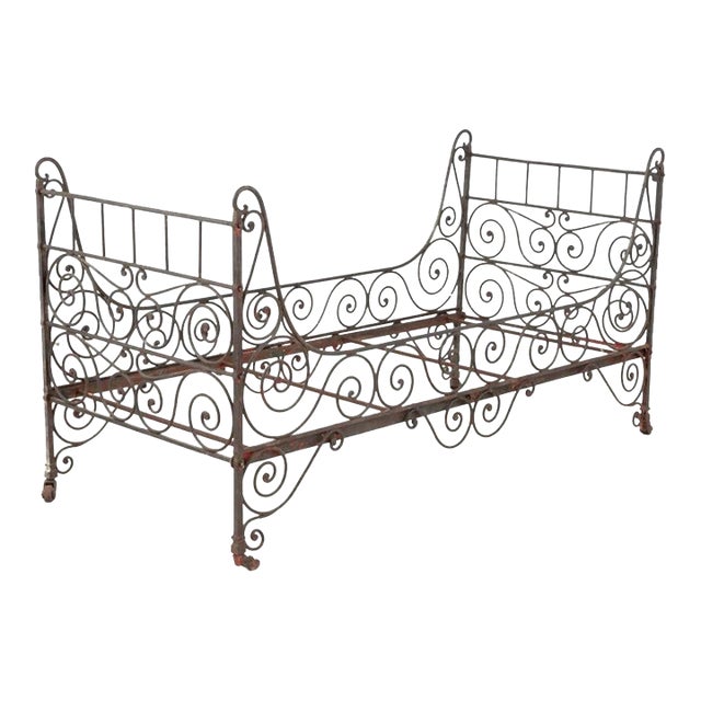 Antique French Iron Campaign Daybed For Sale