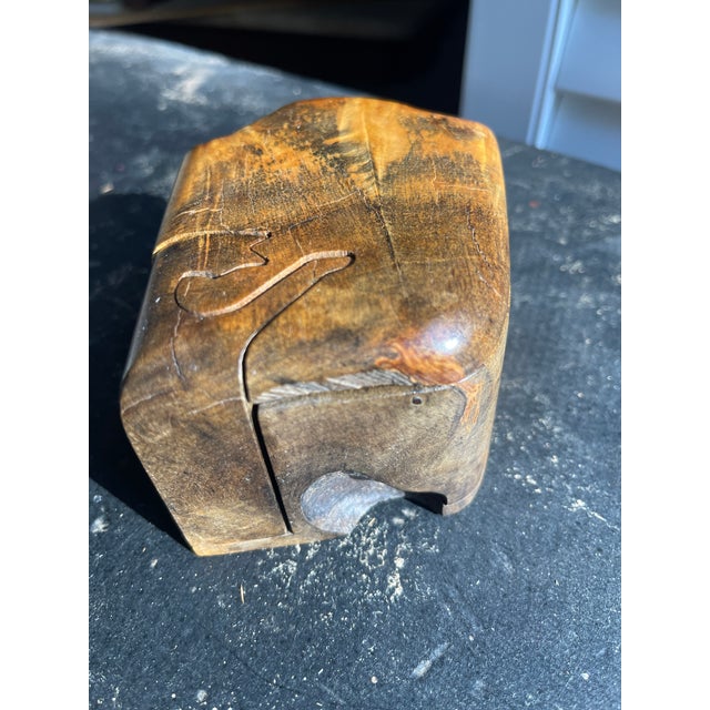 Mid-Century Modern Richard Rothbard Hand Made Burl Wood Cat Puzzle Jewelry Box 20th Century For Sale - Image 3 of 12