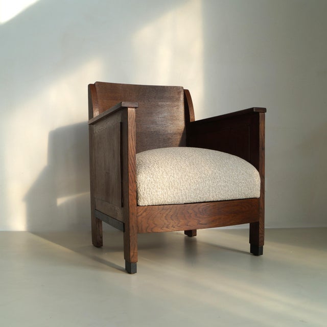 Dutch Art Deco Oak Armchair, 1920s For Sale - Image 11 of 18