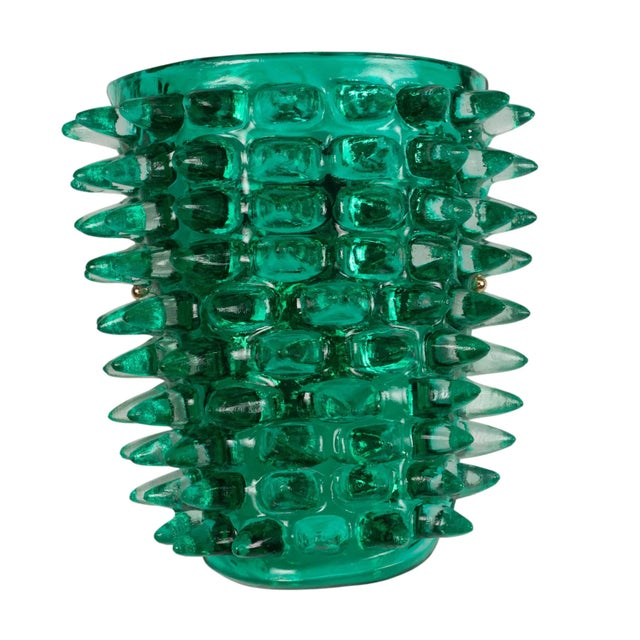 Large Green Murano Glass Wall Lamp with Spikes and Gold Finish Frame, 1990s For Sale - Image 11 of 11