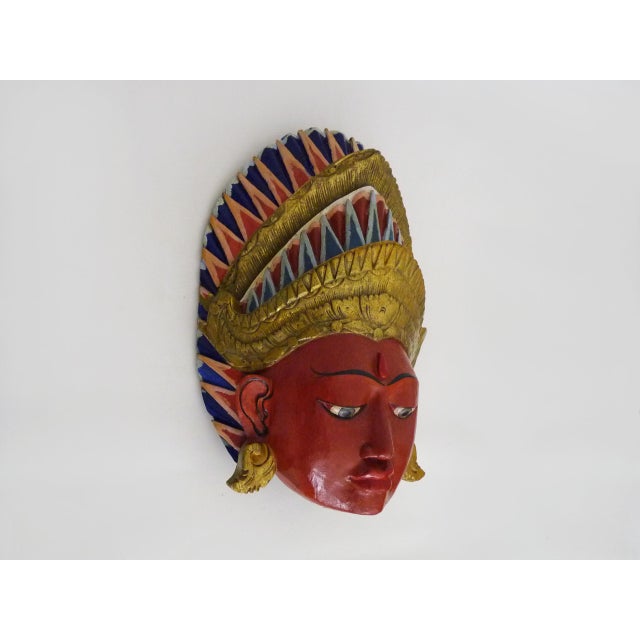 Dewi Sita Mask, Ramayana Goddess, Carved Wooden Wall Art, Balinese Folk Art A beautiful mask from the island of Bali...