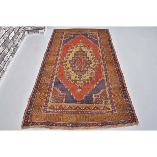 Red Mid 20th Century Bohemian Area Anatolian Carpet For Sale - Image 8 of 10