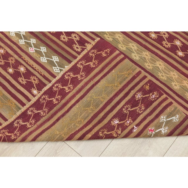1970s Cabin Style Hand Knotted Striped Natural Oushak Kilim Rug For Sale - Image 12 of 13